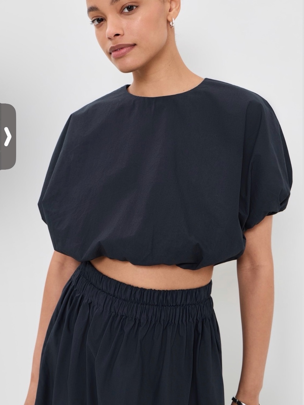 Mikoh Black Cropped Puff-Sleeve Top